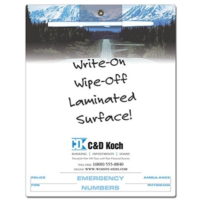 Custom Bracket Memo Board | 8.5" x 11" Write-On/Wipe-Off, Laminated 14 pt with Full Color