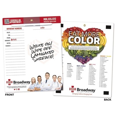 Custom Healthcare Memo Board | 8.5x11 Magnetic, 14 pt. Laminated