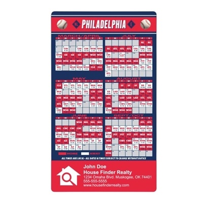 Philadelphia Baseball Schedule Magnet | 20 mil Custom Full Color Giveaway