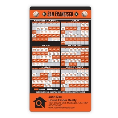 San Francisco Baseball Schedule Magnet | Custom 3.5x6 Promo with Full Color