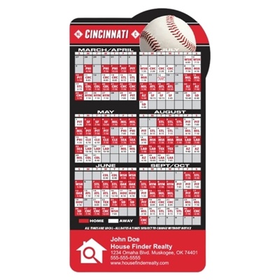 Durable Cincinnati Baseball Magnet | 3.875" x 7.25" Custom Full Color Imprint Schedule