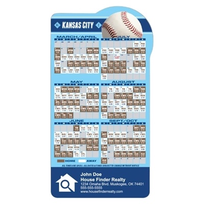Kansas City Baseball Schedule Magnet | 20 mil Custom Full Color Imprint Promo