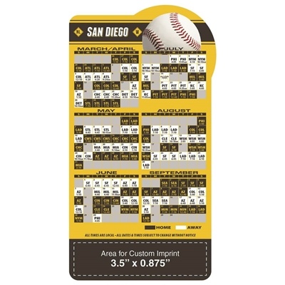 San Diego Baseball Magnet 2025 | Custom Full Color Imprint 20 mil Schedule