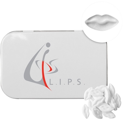 Rectangular Tin | Lip Shaped Mints | Custom Full Color Promotional Mints