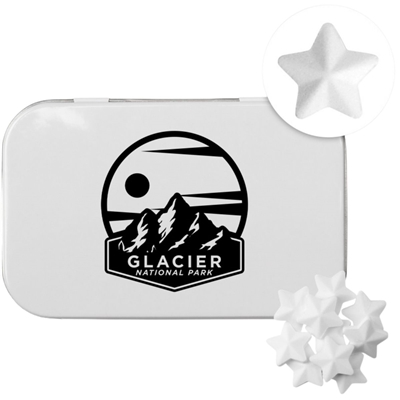 Rectangular Tin | Star Shaped Mints | Custom Full Color Promotional Mints