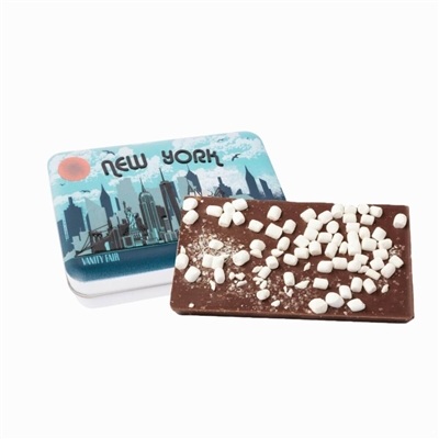 Custom Milk Chocolate & Dehydrated Marshmallow Bark Tin | Perfect for Client Gifts