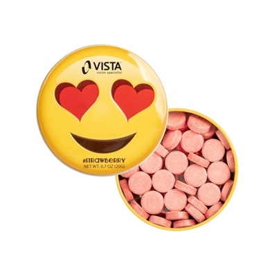 Heart Eyes Emoji Tin | Strawberry Mints | Custom Full Color Promotional Tins