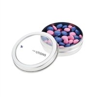 Small Top View Tin Chocolate Buttons | Full Color | Custom Logo Candy Tin