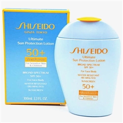 Shiseido Ultimate Sun Protection Lotion SPF 50+ WetForce Sensitive Skin & Children 100 ml / 3.3 oz at Cosmetic America