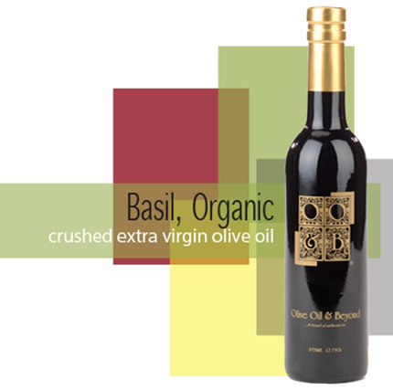Bottle of Crushed Basil - Organic Extra Virgin Olive Oil