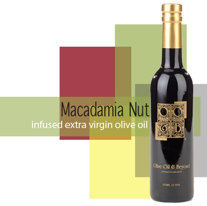 Bottle of Macadamia Nut Infused Extra Virgin Olive Oil