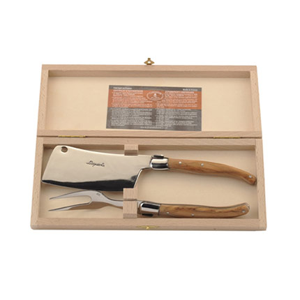 Laguiole Olive Wood 2pc Cheese Set