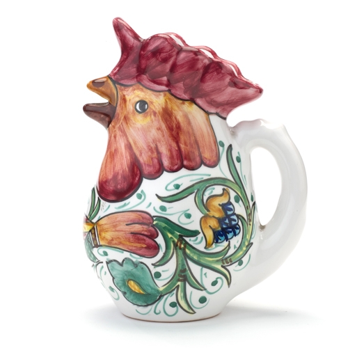 White and red Chicken Carafe with Flowers
