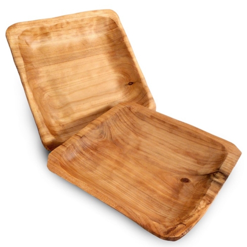 Olive Wood Square Plates, 3 piece set