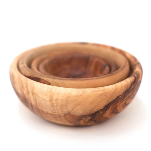 Olive Wood Round Bowls, 4 piece set