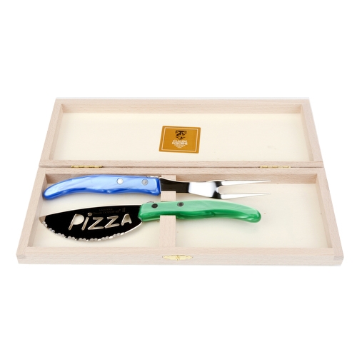 Laguiole Pizza Knives, Blue/Green