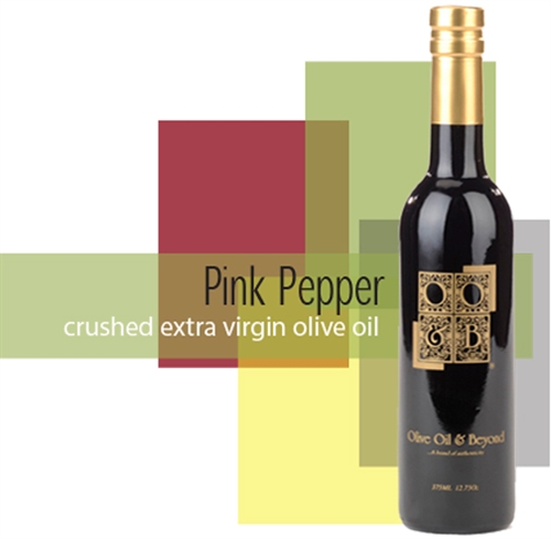 Bottle of Pink Pepper Extra Virgin Olive Oil, Organic