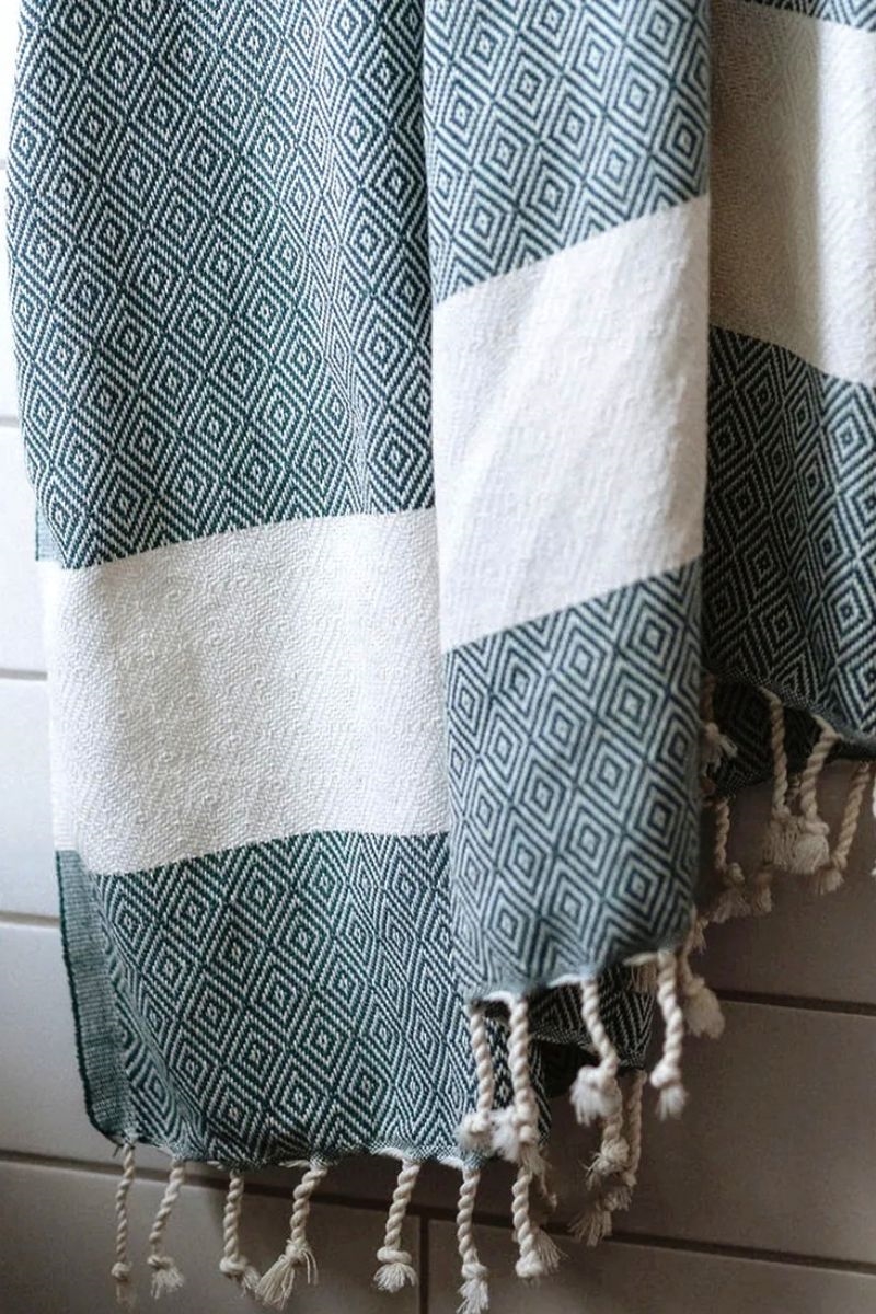Diamond Turkish Towel Prussian Teal