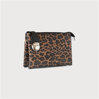 Leopard Convertible Crossbody Clutch Handbag