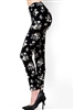 Brushed Soft Black Floral Pattern Leggings S/M