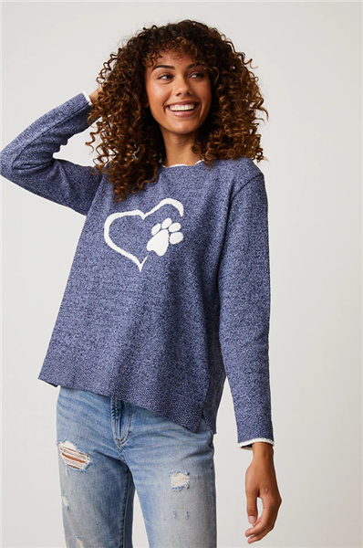 Cotton Canada I Love My Pet Sweater Dark Sky Blue