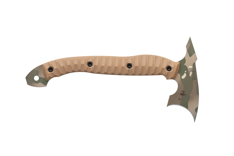 HALF FACE BLADES CRESCENT HAWK HATCHET - MULTICAM CERAKOTE - COYOTE G10 GRIPS