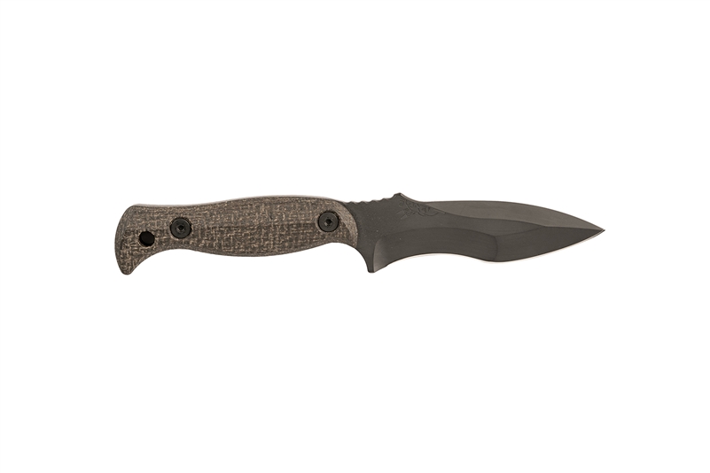 HALF FACE BLADES EXTREMIS - ARMOR BLACK CERAKOTE - BROWN BURLAP MICARTA GRIPS