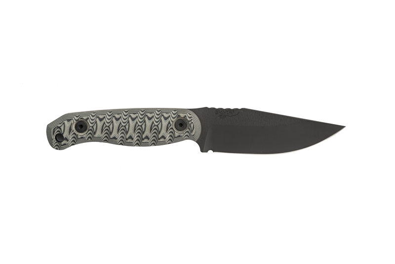 HALF FACE BLADES FEATHER LIGHT - GREY ON BLACK G10 GRIPS - ARMOR BLACK CERAKOTE BLADE