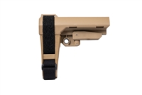 SB TACTICAL SBA3 BRACE WITH BUFFER TUBE - TAN