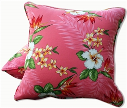 Coral Birds of Paradise Throw Pillow