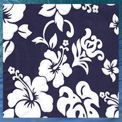 Navy Hibiscus Throw Pillow