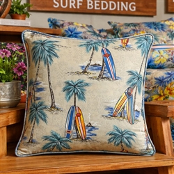 Surf Throw Pillow with Palm Trees