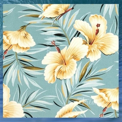 Spa Blue Hibiscus Fabric by the Yard