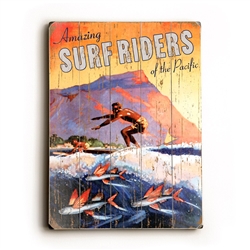 Surfriders Hawaiian Wood Sign