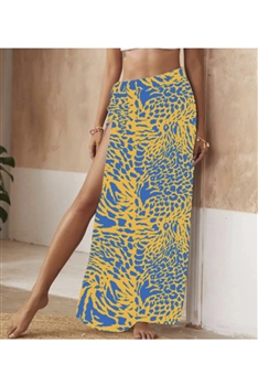 Animal Print Beach Maxi Skirt A0198 - Blue