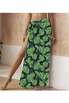 Animal Print Beach Maxi Skirt A0198 - Green