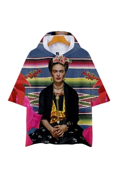 Frida Printed Hooded Short Sleeve Shirt Set A0273