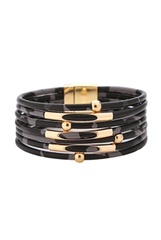 Leopard Printed Magnetic Bracelets B2121 - Black