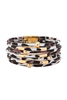 Leopard Printed Magnetic Bracelets B2121 - White