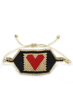 Heart Seed Bead Braided Bracelet B3104