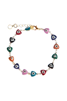 Heart Evil Eye Bead Chain Bracelet B3318