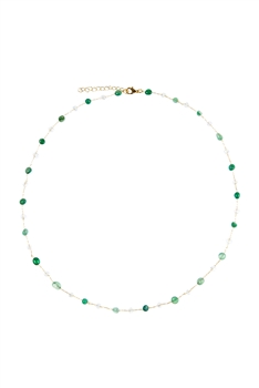 Natutal Stone Crystal Chain Bracelet B3327 - Green Agate