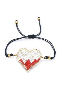 Heart  Seed Bead Braided Bracelet B3362