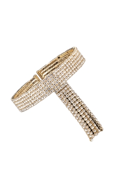 Rhinestone Tassel Cuff Bracelet B3495 - Gold
