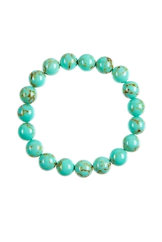 Blue Shell Turquoise Stone Bead Stretch Bracelet B3600
