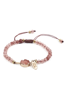 Druzy Stone Bead Braided Bracelet B3616 - Pink