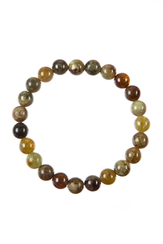 Green Garnet Stone Bead Stretch Bracelet B3618