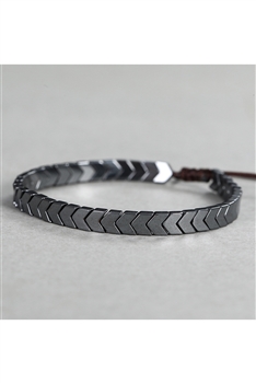 Arrow Hematite Braided Bracelet B3647 - Black
