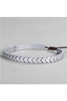 Arrow Hematite Braided Bracelet B3647 - Silver