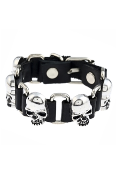 Punk Skull Leather Snap Bracelet B3761